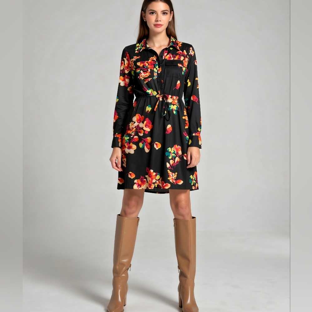Merona Black Floral Dress